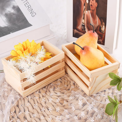 Farmhouse Wooden Crates, 5" Rustic Table Centerpiece Decor Box for Wedding, Birthday & Spring Party, Small Decorative Wood Nesting Baskets for DIY Craft Displays & Home Organization (Pack of 8)5