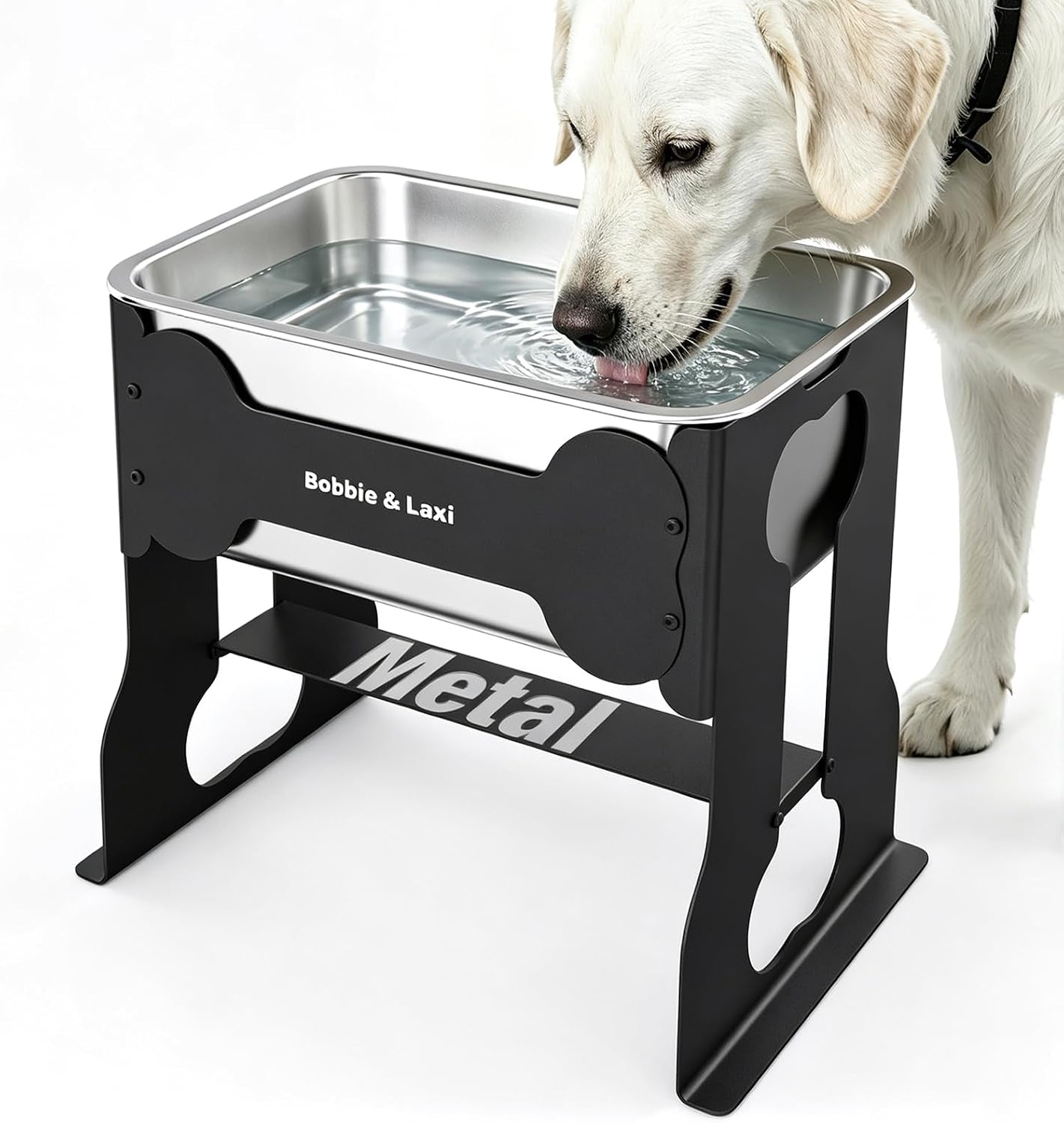 bobbie-laxi-14-elevated-dog-water-bowl-2-4-gal-stainless-steel-bowl-reduces-neck-joint-strain-for-large-or-senior-dogs-rust-resistant-steel-bowl-iron-stand