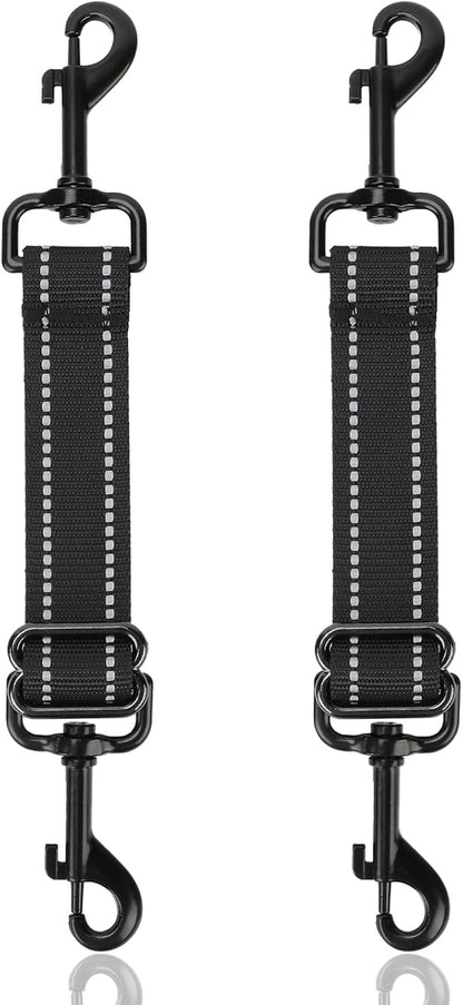 YUEPET Dog Safety Collar Clips 2 Pack Adjustable Prong Backup Clips Reflective Double Ended Backup Clasp Leash Connector for Dog Harness to Collar Safety Clip(Grey+Black) | Prong Collar Backup, Double-Ended Clips, Harness to Collar Connector, Reflective Strap, 7-8.2 in Adjustable Length, 2 Pack14