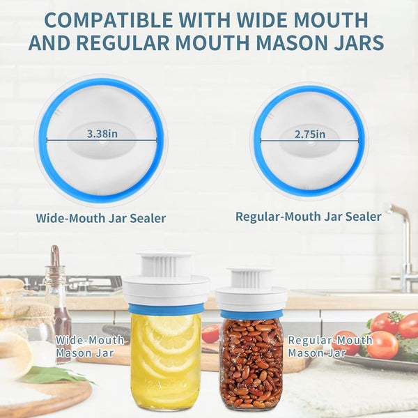 Upgraded Mason Jar Canning Sealer Kit - Sealer Set with Hoses Compatible with Foodsaver Vacuum Sealers - for Wide Mouth and Regular Mouth Jars (White)2