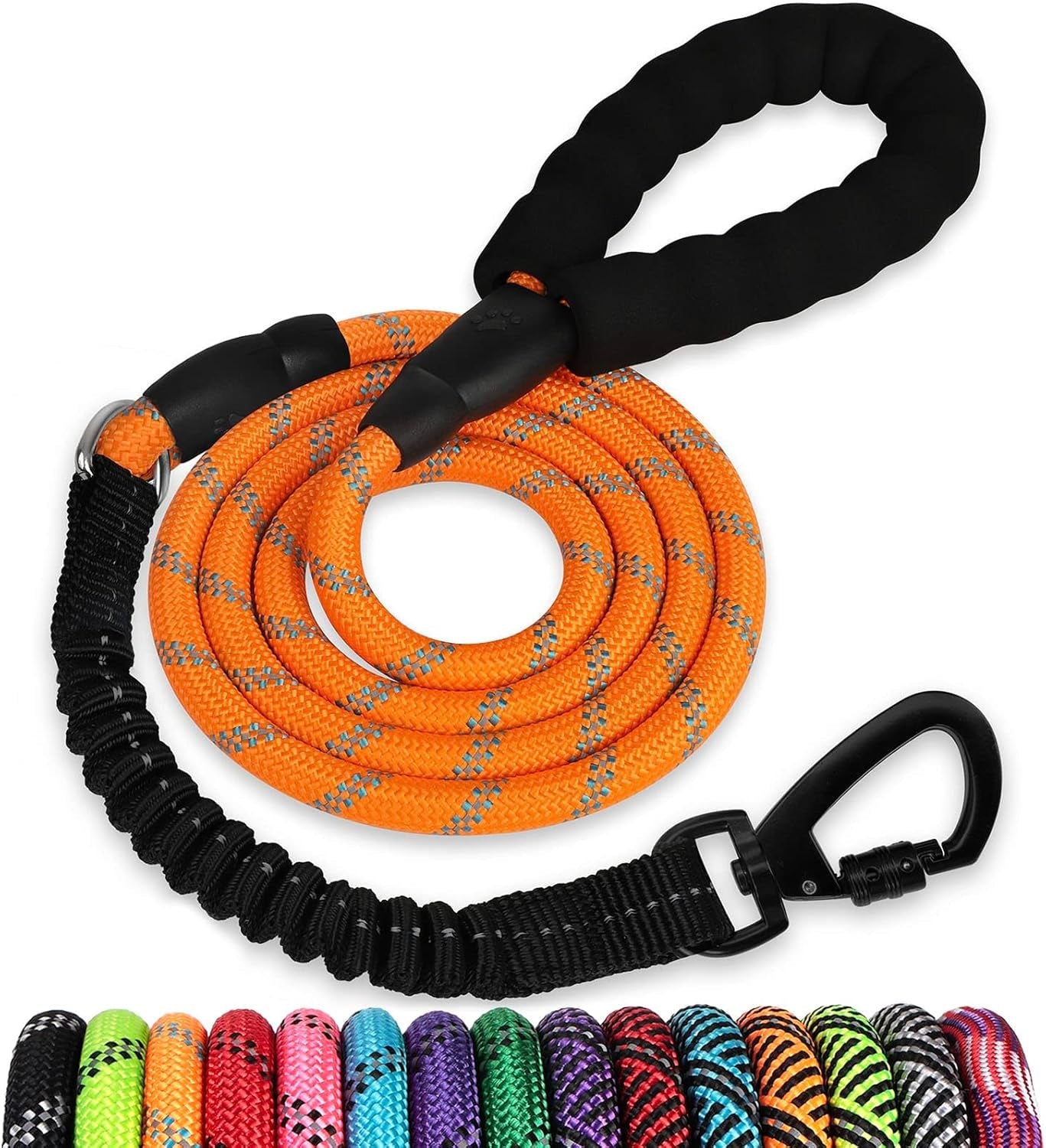 long-dog-leash-15-ft-heavy-duty-rope-leashes-for-dogs-training-with-swivel-lockable-hook-reflective-threads-bungee-and-padded-handle-dog-lead-for-large-small-medium-dogs-outside-walking-hiking