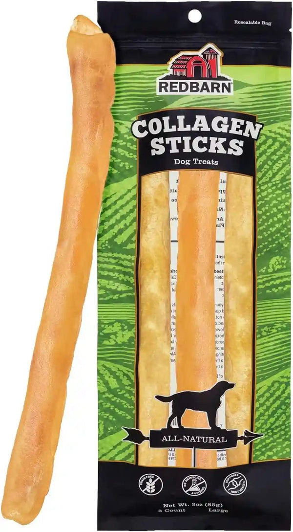 Redbarn Pet Products All-Natural Large 12" Beef Collagen Sticks for Dogs - Long Lasting Low-Odor Alternative to Traditional Rawhide & Bully Sticks - Supports Healthy Joints, Skin, & Coat - 3 Pack1