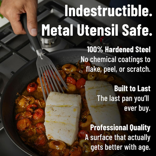 Carbon Nonstick™ Skillet - Nitrided Carbon Steel - Professional Alternative to Teflon - 1100°F High Heat Ready - Easy Release - Induction, Oven, & Grill Safe - 10 Inch3
