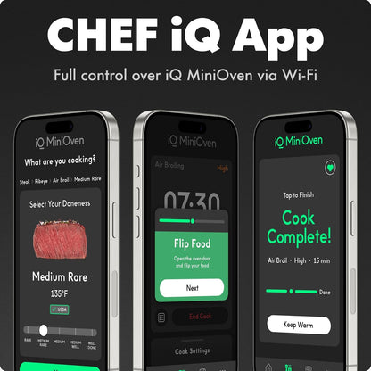 CHEF Iq Minioven Smart Toaster Oven Air Fryer Combo, 11-In-1 Countertop Convection Oven, Bake, Broil, Air Fry, Broil, Dehydrate, 1750W, 25 Qt Capacity, Fast Cooking with Touchscreen Controls – Black8