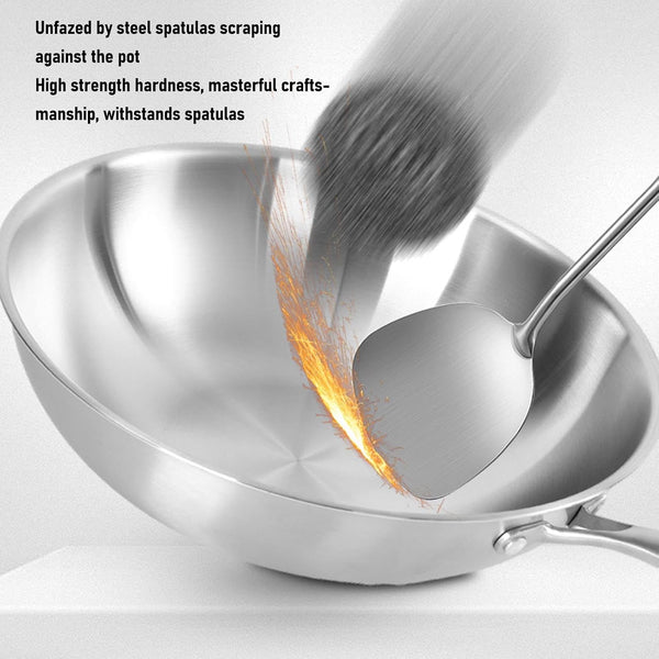 14 Inch Stainless Steel Wok, Cookware Stir Fry Pan with 304 Food Grade Stainless Steel and Aluminum Core for Induction Gas Electric Stoves (34CM)7