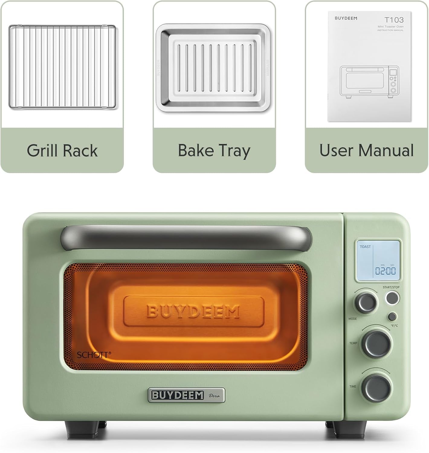t103-countertop-toaster-oven-12qt-no-pre-heat-needed-7-cooking-modes-retro-mini-toaster-oven-with-grill-rack-and-baking-tray-cozy-greenish