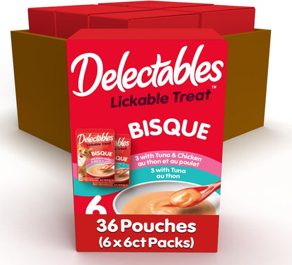 Delectables Bisque Lickable Wet Cat Treats - Chicken, Tuna & Shrimp, 12 Count15