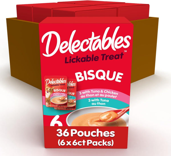 Delectables Bisque Lickable Wet Cat Treats - Chicken, Tuna & Shrimp, 12 Count15
