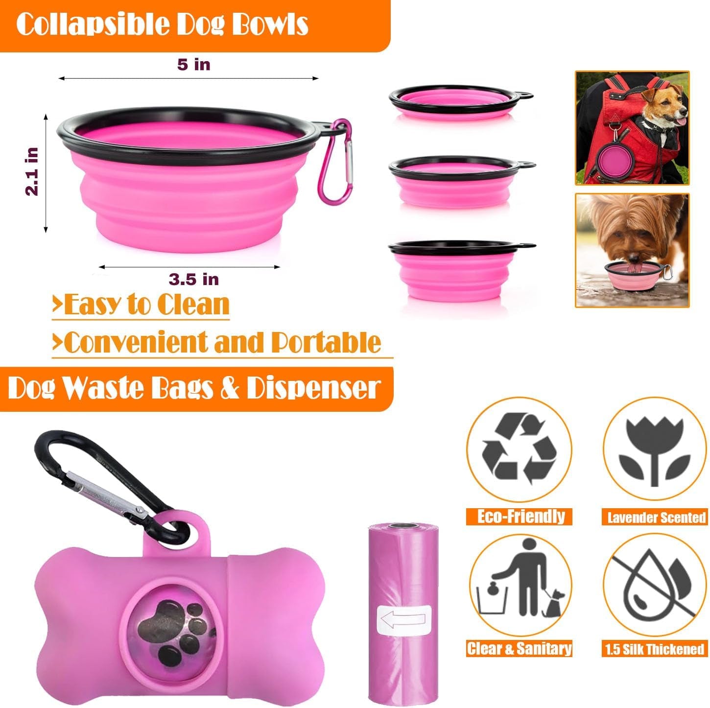 lobeve-no-pull-dog-harness-collar-leash-set-includes-dog-seat-belt-collapsible-bowls-poop-bag-dispenser-ideal-for-training-walking-hiking-fits-small-to-large-dogspink-l