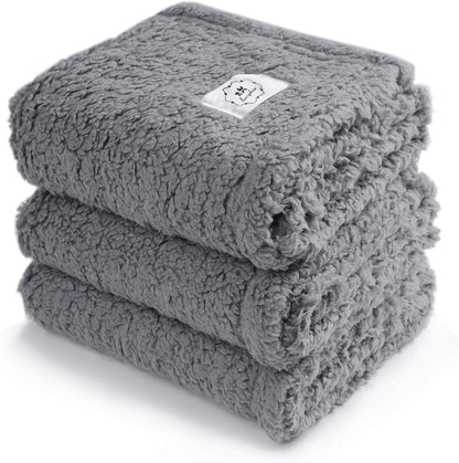 1 Pack 3 Calming Blankets Fluffy Premium Fleece Pet Blanket Soft Sherpa Throw for Dog Puppy Cat Beige Small (23" X16'')19