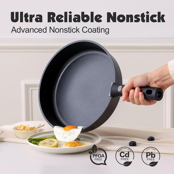 17 Piece Nonstick Detachable Handle Pots and Pans Set Black | Removable Handle Cookware Set, Induction Cookware Set with Removable Handle, Healthy Non Stick for RV, Dishwasher ＆ Oven Safe4