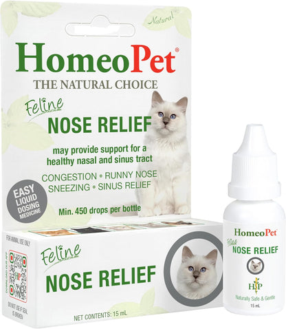Homeopet Feline Nose Relief, Nasal Supplement for Cats, 15 Milliliters | Natural Nasal and Sinus Support for Cats, Safe and Gentle Homeopathic Formula, Liquid Drops Suitable for Daily Use1