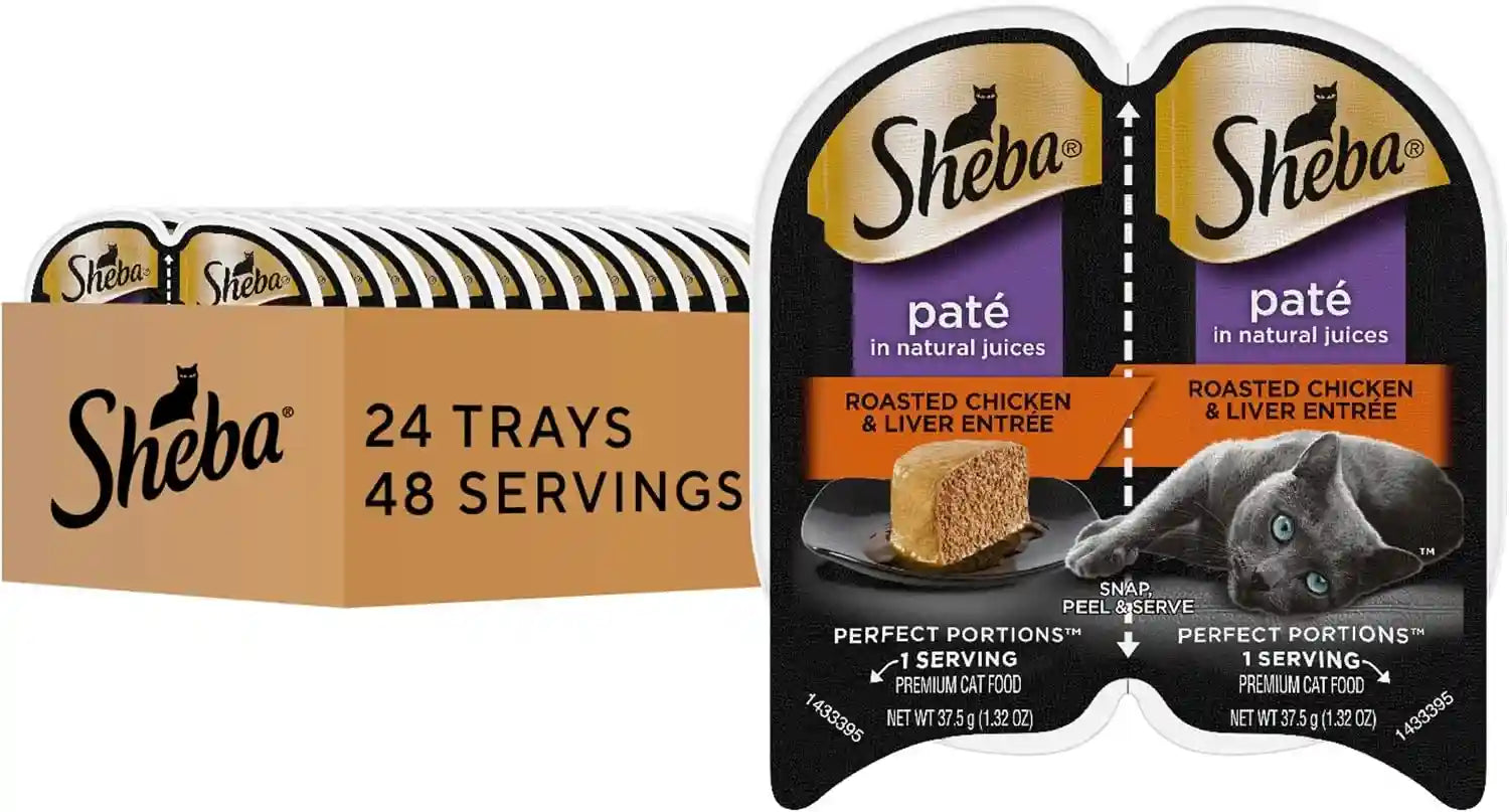 sheba-perfect-portions-pate-wet-cat-food-savory-chicken-2-6-oz-24-ct-grain-free-48-servings-no-fillers-made-in-usa-real-meat-complete-balanced-essential-vitamins-twin-pack-trays