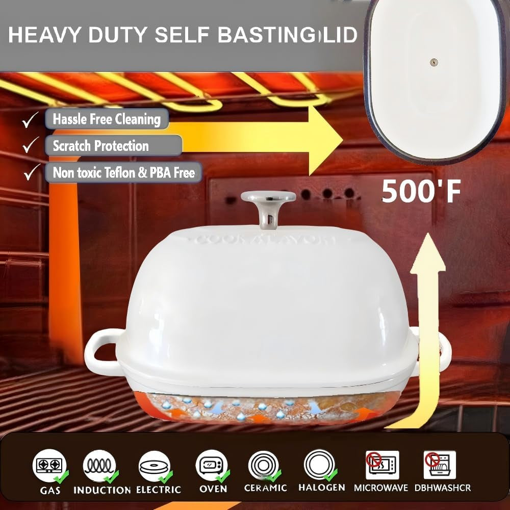 cast-iron-bread-oven-6-qt-bread-oven-thick-enameled-loaf-pan-with-lid-bread-pans-for-homemade-bread-14-5dutch-oven-for-bread-baking-dutch-oven-with-silicone-baking-mat-recipe-gifts-for-family-white