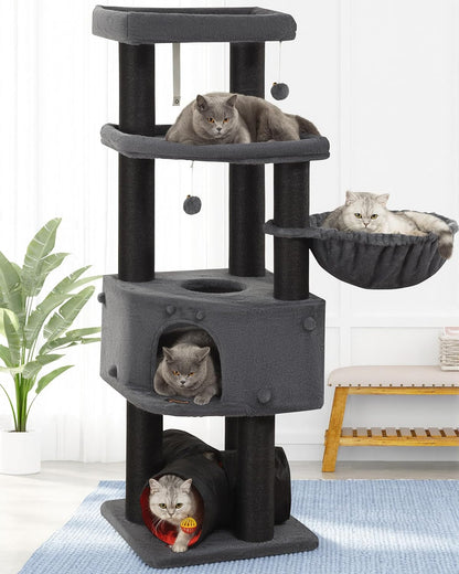 Small Cat Tree Tower for Indoor Cats, 40 in Medium Cat Bed Scratching Posts | Multi Level Compact Kitty Kitten Houses Climbing Trees Stands with 2 Condos Sisal Post Perch Platform Hammock Plush Toy Balls14
