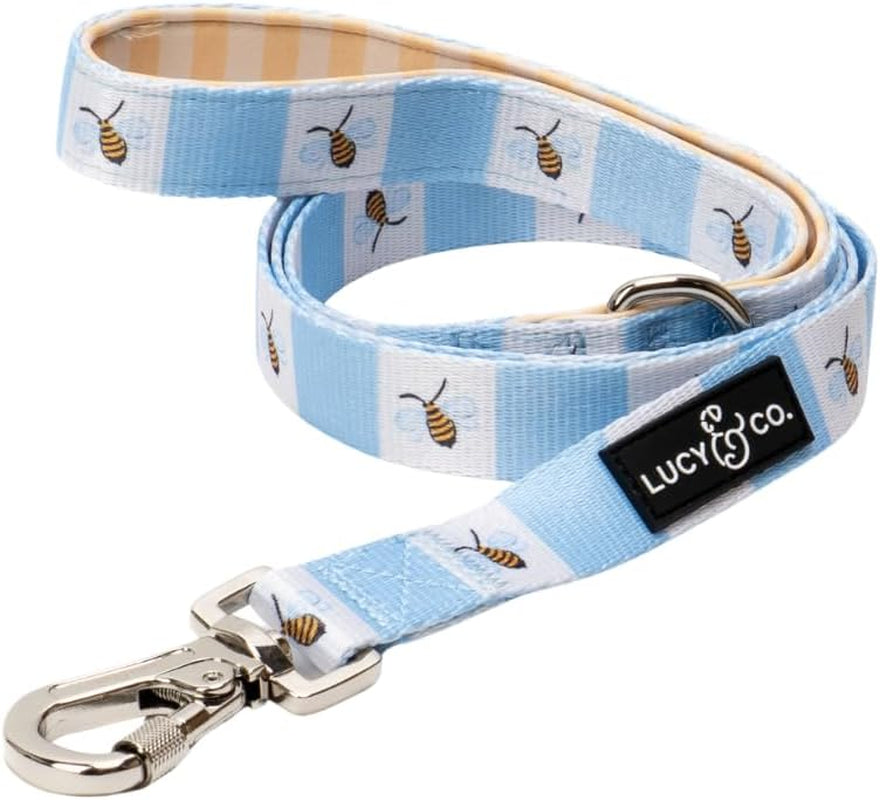 lucy-co-cheery-cherries-designer-dog-leash-for-small-to-large-dogs-padded-handle-for-comfort-large-red-gingham-cherries-5-foot