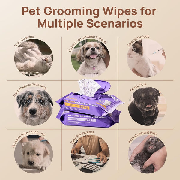 HICC PET Cleaning Glove Wipes PRO for Dogs & Cats, 20PCS Coconut Scent. | Puppy Wipes, No-Rinse Pet Grooming Wipes, Extra Thick Dual-Textured Wipes for Paws, Face, Coat, Outer Ear&Rear-End Area.7
