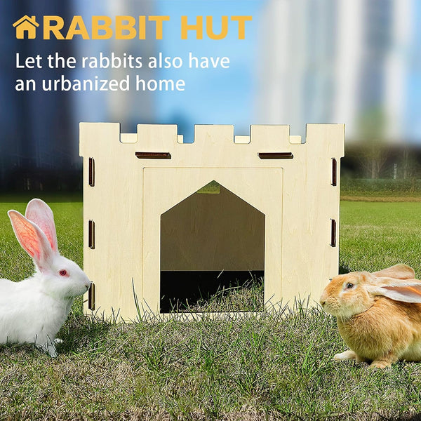 HIIMALEX Large Sturdy Bunny House with Spacious Balcony Hidey Detachable Playhouse for Rabbit Hideout Castle Tower Toys for Indoor Bunnies Guinea Pig Hamster Chinchilla Gerbil8