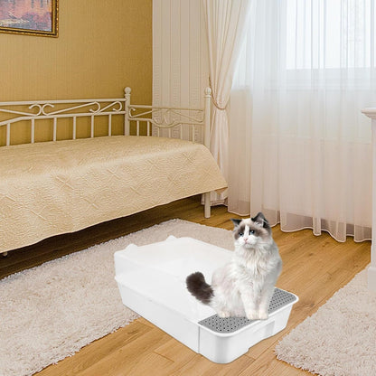 Detachable Semi-Enclosed Cat Litter Box Splash-Resistant Small White Cat Toilet Pan for Indoor Kitten Training and Litter Housebreaking9