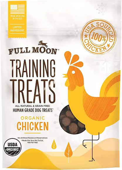 Full Moon USDA Organic Chicken Training Treats Healthy All Natural Dog Treats Human Grade 175 Treats 6 Ounce (Pack of 1) | Organic Chicken, Human Grade, No Corn, No Wheat, No Soy, Glycerin Free, Made in the USA1
