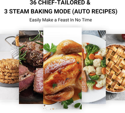 6-IN-1 Compact Steam Oven, Combi Oven Countertop with Convection Steam & Bake, Ferment, Air Fryer, Slow Cook, Smart APP Control, 36 Preset Menus and Steam Cleaning, 20L3