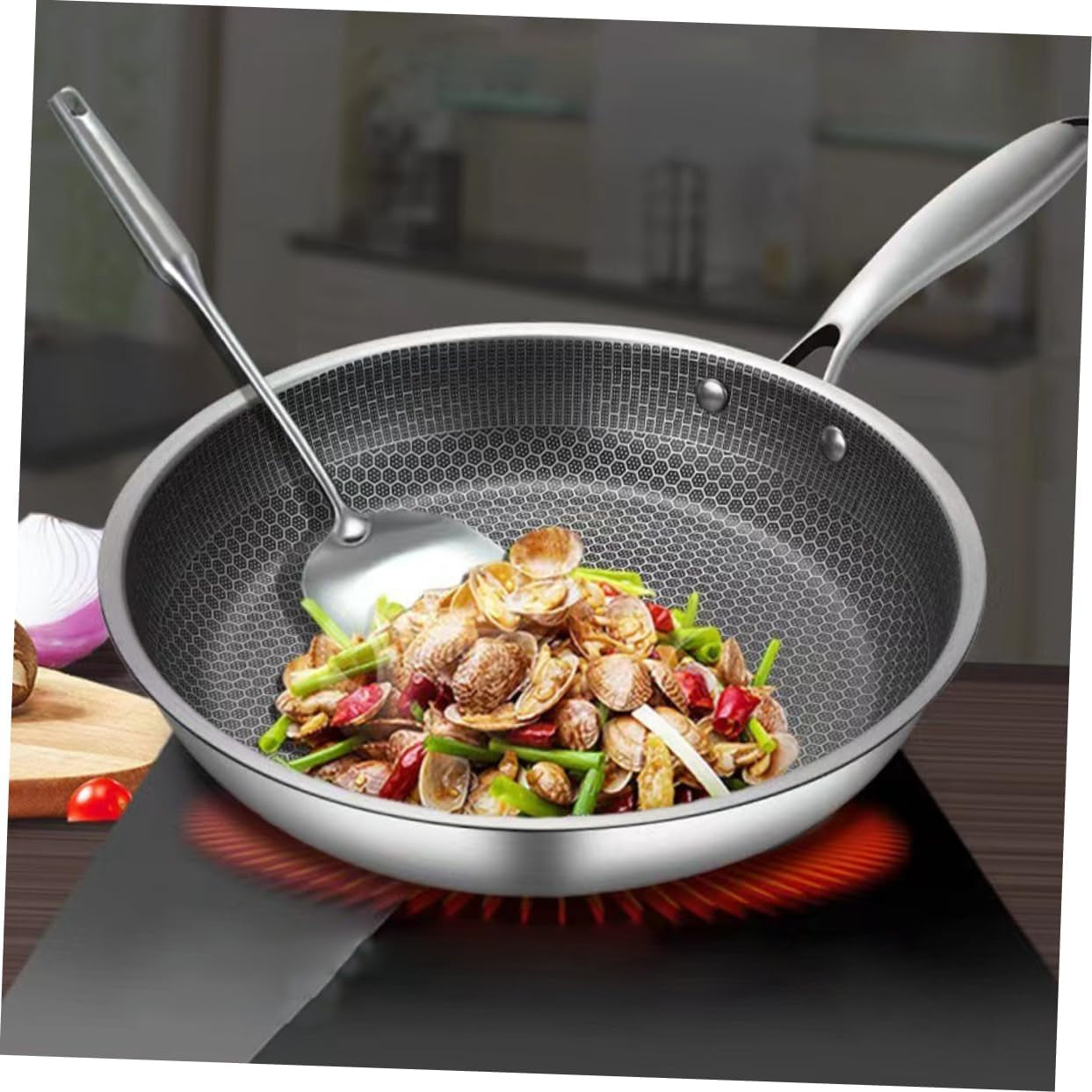 clad-stir-fry-pan-poached-egg-pan-stainless-steel-skillet-honeycomb-handles-for-induction-electric-gas-stove-easy-to-clean-ergonomic-design