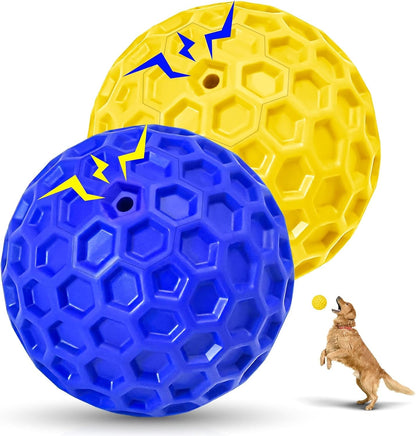2 Pack Indestructible Squeaky Dog Balls for Aggressive Chewers, Interactive Dog Toys for Teething, Relieving Anxiety. Chew Toy for Large, Medium Breeds, Outdoor Rubber Balls.11