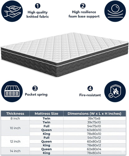 Queen Size Mattress 12 Inch with Memory Foam | Medium Firm Hybrid Mattress, Certipur-Us Certified Mattress in a Box Pressure Relief Removable Cover No Fiberglass8