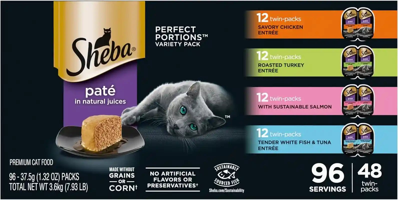 sheba-perfect-portions-pate-wet-cat-food-seafood-variety-2-6-oz-24-ct-grain-free-made-in-usa-sustainable-salmon-signature-seafood-whitefish-tuna-no-artificial-flavors-twin-pack-trays