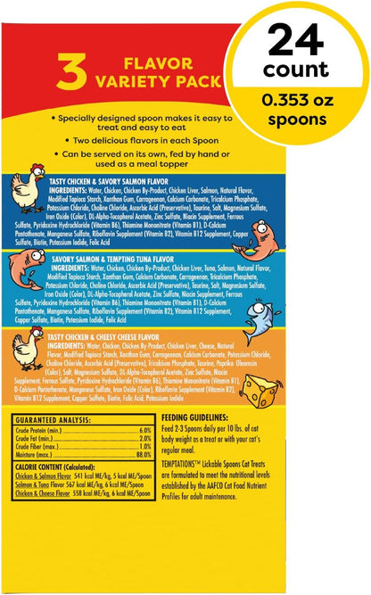 Temptations Lickable Spoons Wet Cat Treats, Variety Pack, 24 Count | Two Irresistible Flavors per Spoon, Mess-Free Creamy Puree, Hand-Feed for Bonding, Use as Treat or Food Topper, Adult Cats9