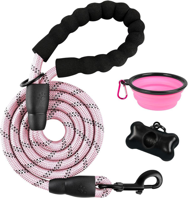 BARKBAY Dog Leashes for Large Dogs Heavy Duty Dog Leash 4/5/6 FT with Comfortable Padded Handle and Highly Reflective Threads for Medium Large Dogs Walking Training Running (5Ft-1/2'',Pink)22