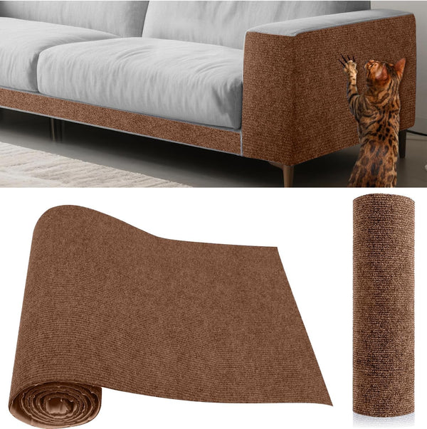 Cat Scratch Furniture Protector Couch Protector from Cat Claws Self-Adhesive Carpet Remnants Scratching Mat Trimmable DIY Climbing Covering Posts (Grey, 15.8" X 39.3")8