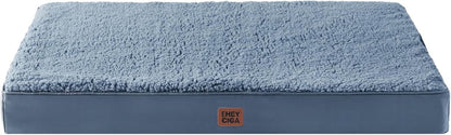EHEYCIGA Orthopedic Dog Bed Large with Removable Washable Cover,Grey,41X27 | Egg Crate Foam Support,Durable Oxford Fabric,Non-Slip Bottom,Machine Washable,Soft Waterproof Plush Pet Bed Mat for Crate46