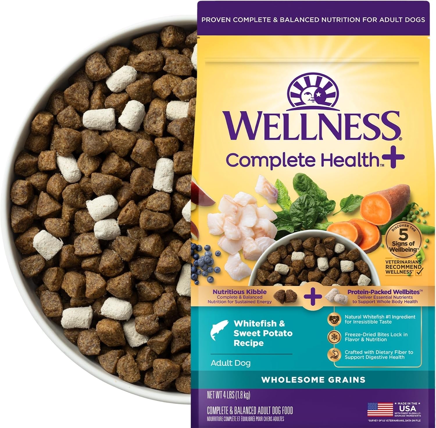 wellness-complete-health-adult-dry-dog-food-with-freeze-dried-wellbites-wholesome-grain-kibble-natural-chicken-and-oatmeal-recipe-4-lb-bag