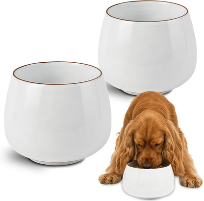2 Pack 37 Oz Long Ear Dog Bowl, Ceramic Dog Water Bowls for Spaniel Cocker | Long Eared Dog Bowl No Spill Water and Food Pet Bowls for Spaniel Cocker Beagle Bassett Hound1