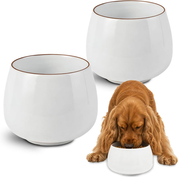2 Pack 37 Oz Long Ear Dog Bowl, Ceramic Dog Water Bowls for Spaniel Cocker | Long Eared Dog Bowl No Spill Water and Food Pet Bowls for Spaniel Cocker Beagle Bassett Hound1