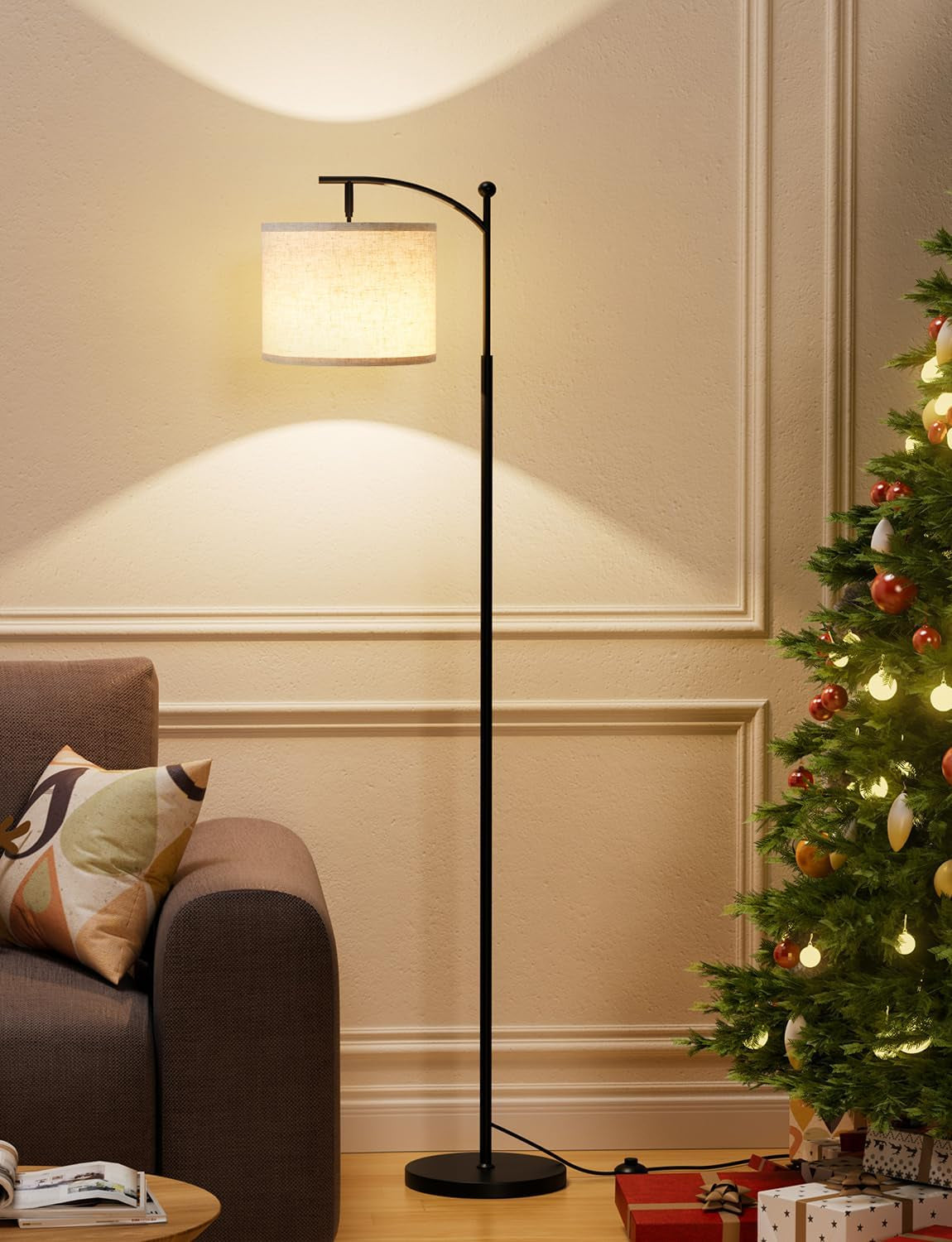 60-modern-floor-lamp-with-beige-shade-9w-led-bulb-3-color-temperatures-bulb-adjustable-linen-shade-standing-lamps-for-living-room-bedroom-office-classroom-dorm-black-pole