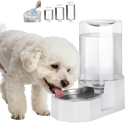 Sfozstra 5L Cat Gravity Water Bowl Dispenser: Stainless Steel Bowl | No Power Needed / No Filter Required / Spill Proof Design / Easy Cleaning / Cats & Small Dogs / Home Crate Area & Travel8