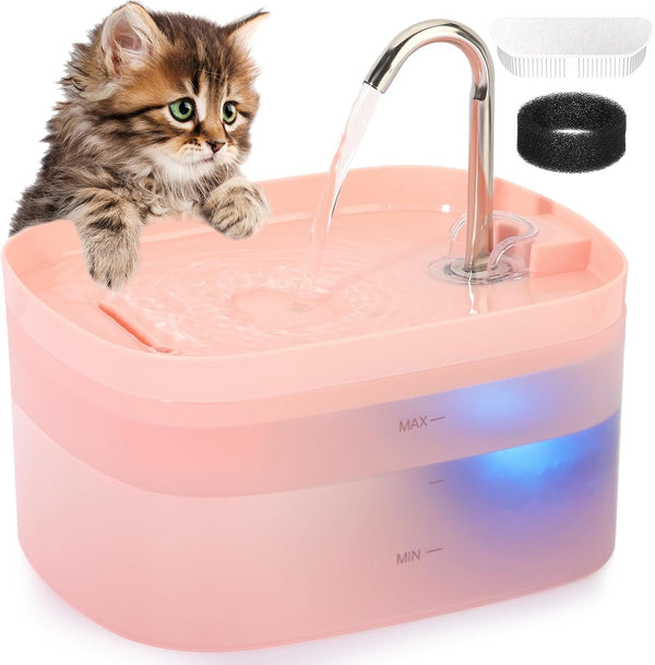 Cat Water Fountain, 84OZ/2.5L Cat Fountain, Super Silent Pet Water Fountain, Activated Carbon Filter, Translucent Pet Water Dispenser Suitable for Multiple Pets Family (Black)8
