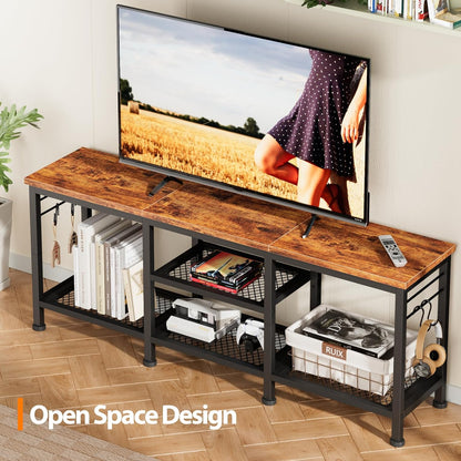 TV Stand for Tvs up to 55 Inch, Entertainment Center with Open Storage Shelves, Media Console Table with Soundbar Shelf for Living Room, Bedroom, Rustic Brown3