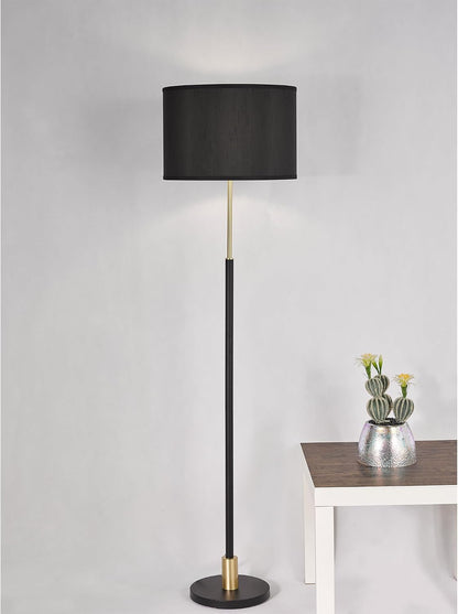 Table and Floor Lamp Set of 3 Pack Lamp Set with Black Linen Lampshade, Farmhouse Light Sets, Modern Table Lamps and Floor Lamp for Living Room, Bedroom, Nightstands, Black and Gold Splicing Finish3