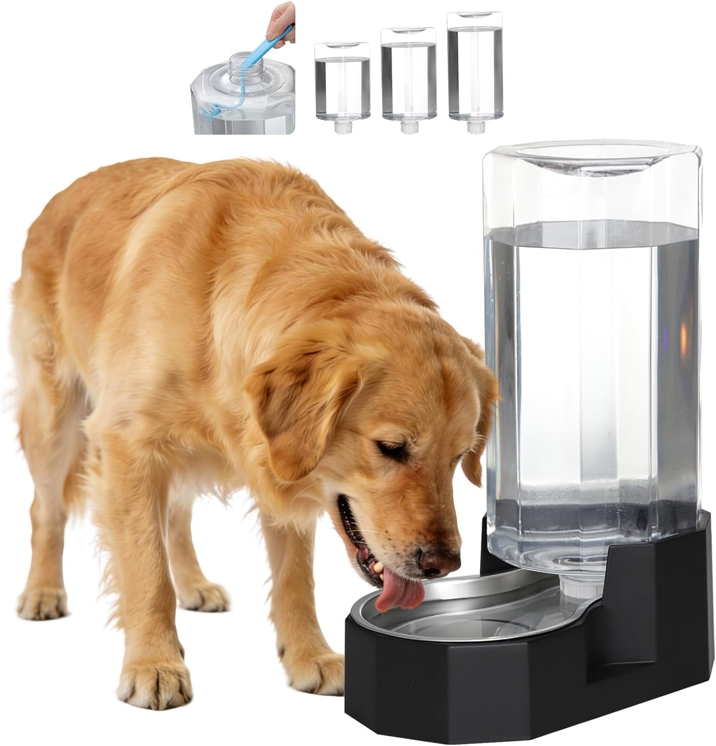 sfozstra-5l-cat-gravity-water-bowl-dispenser-stainless-steel-bowl-no-power-needed-no-filter-required-spill-proof-design-easy-cleaning-cats-small-dogs-home-crate-area-travel