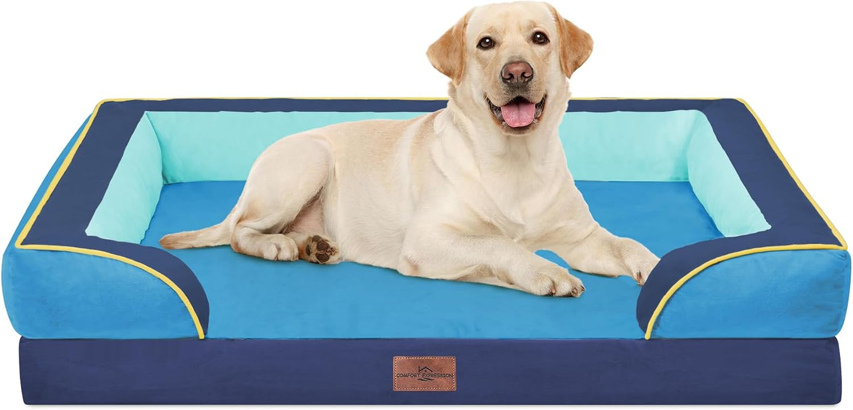 comfort-expression-orthopedic-dog-bed-for-extra-large-dogs-with-bolster-waterproof-dog-couch-bed-with-washable-cover-non-slip-bottom-supportive-egg-crate-foam-xl-pet-bed-42x30-inch
