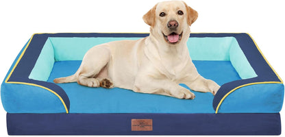 Comfort Expression Orthopedic Dog Bed for Extra Large Dogs with Bolster | Waterproof Dog Couch Bed with Washable Cover & Non-Slip Bottom, Supportive Egg Crate Foam XL Pet Bed, 42X30 Inch136