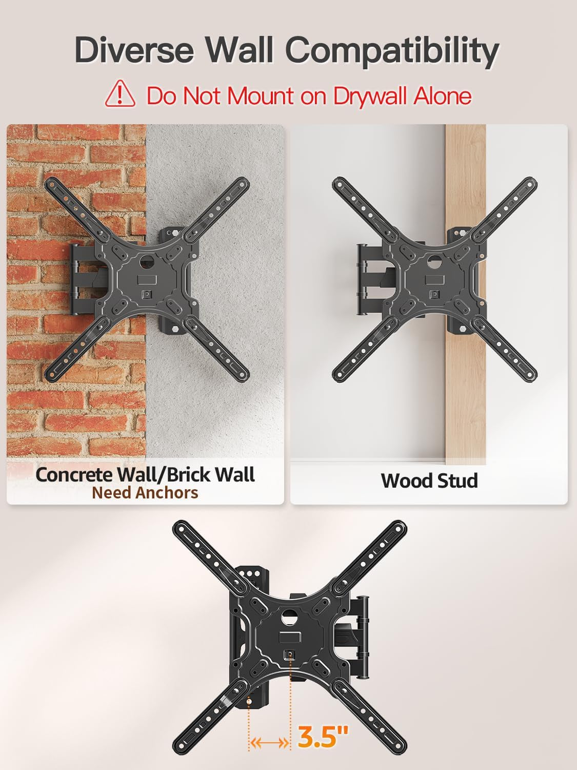 full-motion-tv-wall-mount-for-26-60-tvs-max-vesa-400x400-77-lbs-swivel-tilt-articulating-arms-single-stud-center-mount-compatible-with-corner-installation-for-home-flat-tvs