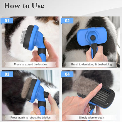 Swihauk Self Cleaning Slicker Brush - Skin Friendly Deshedding Grooming Tool for Dogs & Cats, Suitable for Shedding & Haired Pets, with Pet Supplies Accessories, Blue7