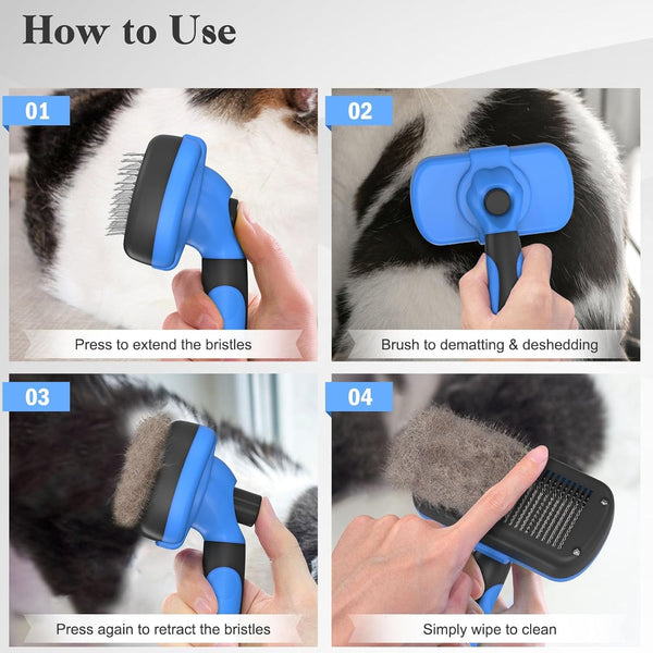 Swihauk Self Cleaning Slicker Brush - Skin Friendly Deshedding Grooming Tool for Dogs & Cats, Suitable for Shedding & Haired Pets, with Pet Supplies Accessories, Blue7