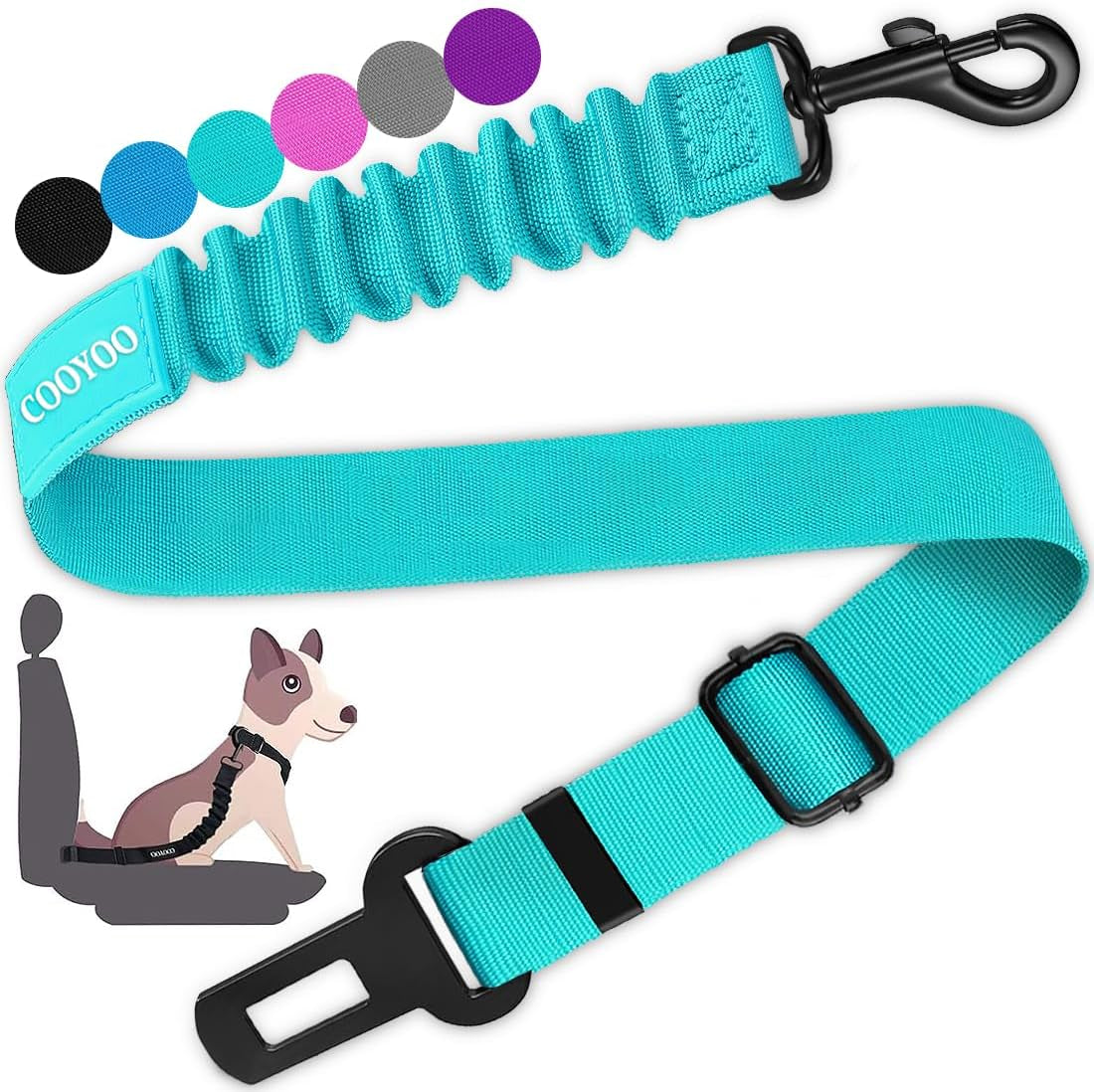cooyoo-dog-seat-belt-durability-retractable-dog-car-harness-adjustable-dog-seat-belt-for-vehicle-nylon-pet-safety-seat-belts-heavy-duty-elastic-1-pack-black