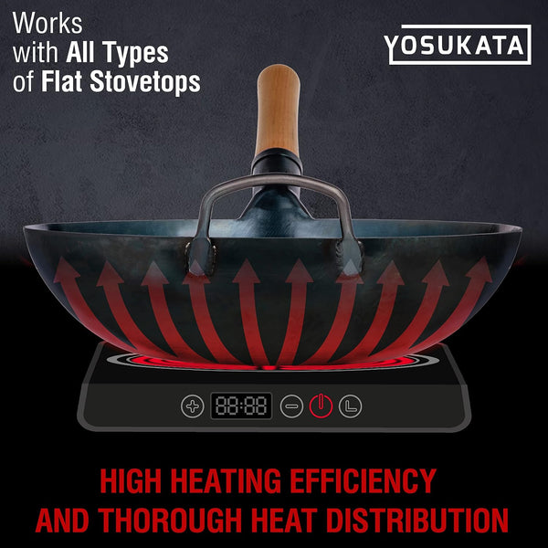 Flat Bottom Wok Pan - 13.5" Blue Carbon Steel Wok Flat Bottom Wok Pan + 17’’ Spatula and Ladle - Set of 2 Heat-Resistant Tools4