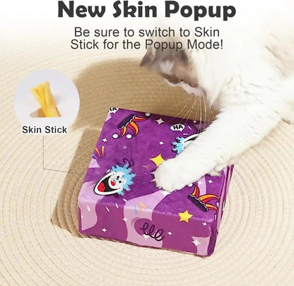 Interactive Cat Toys -Migibox for Indoor Bored Cats, Automatic Pop Out Feathers from 7 Holes Randomly, Motion Activated, USB Rechargeable (Purple Skin)5